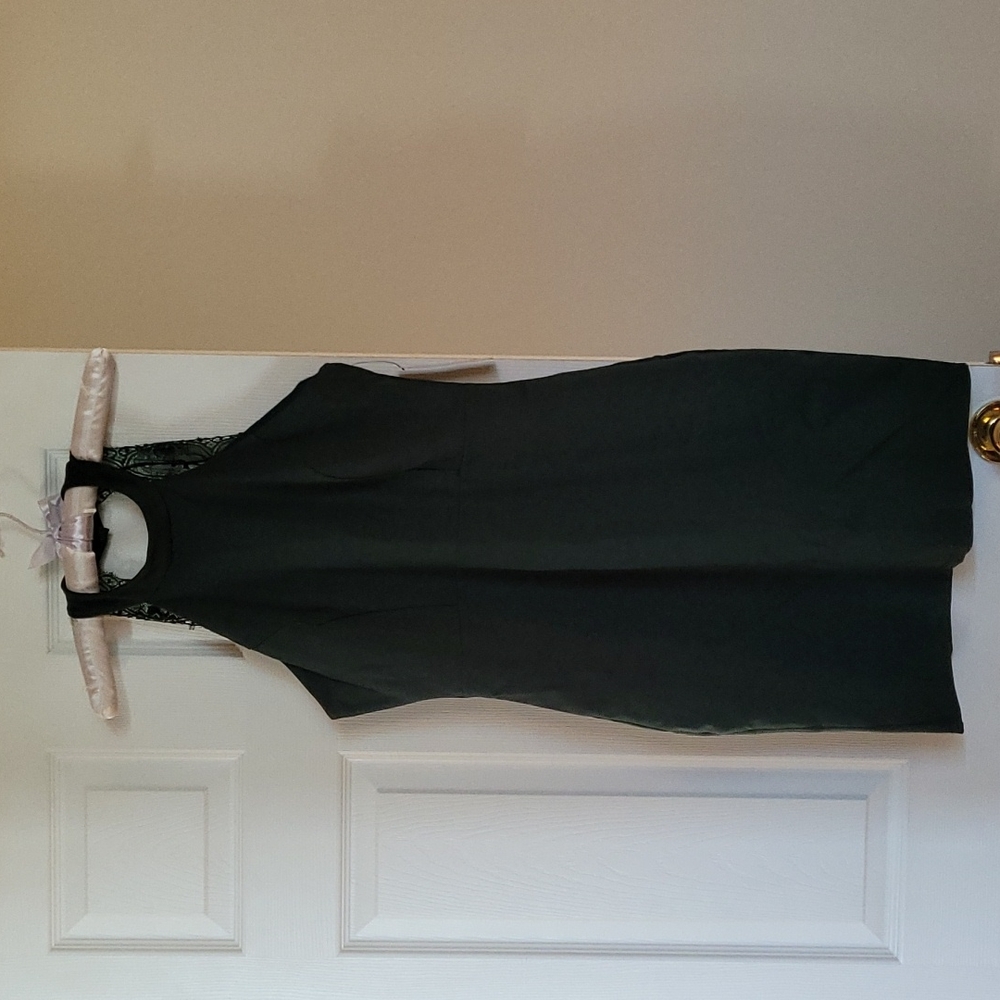 Lulus Emerald Green Women's XL High Neck Off Shoulder Dress Fitted Lace Lined